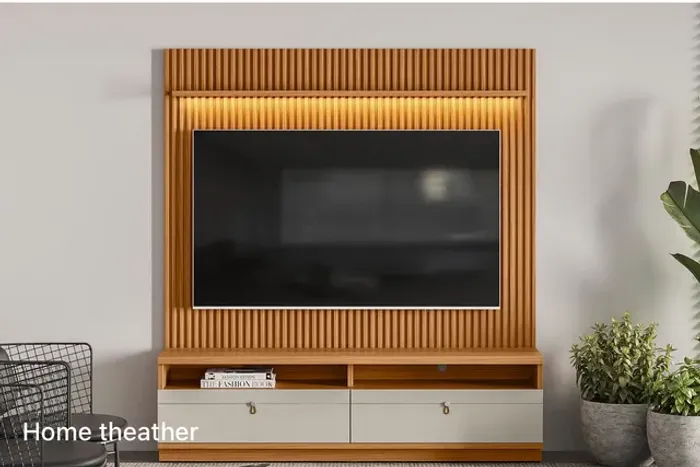 Home Theater Ripado Autêntico com Led e Bancada t98