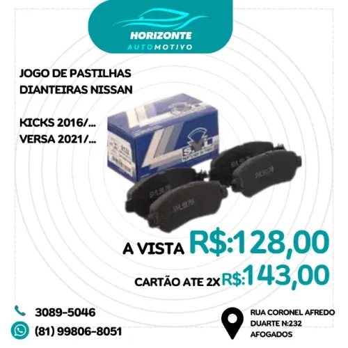 Jogo pastilha freio dianteiro kicks 2016/ versa 2021/