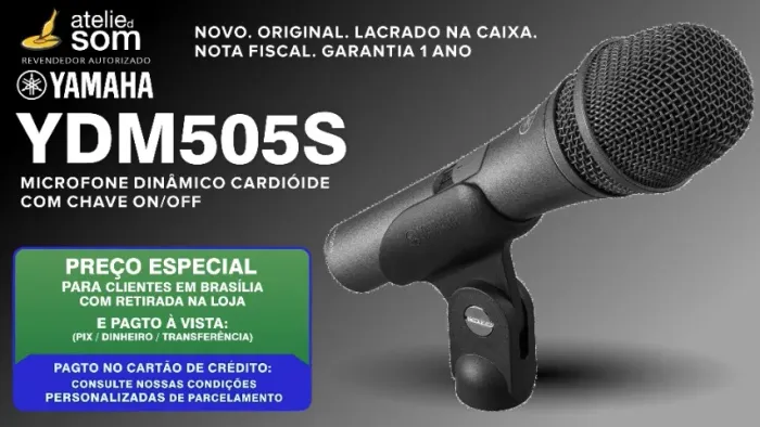 YDM505S Yamaha Microfone Preto Com chave ON OFF Novo Lacrado Garantia 1 ano Original