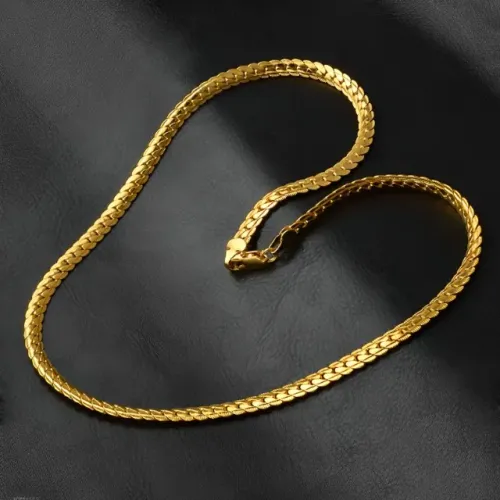 Corrente Colar Cordão Banhada a Ouro 18k 50cm x 5mm Linda