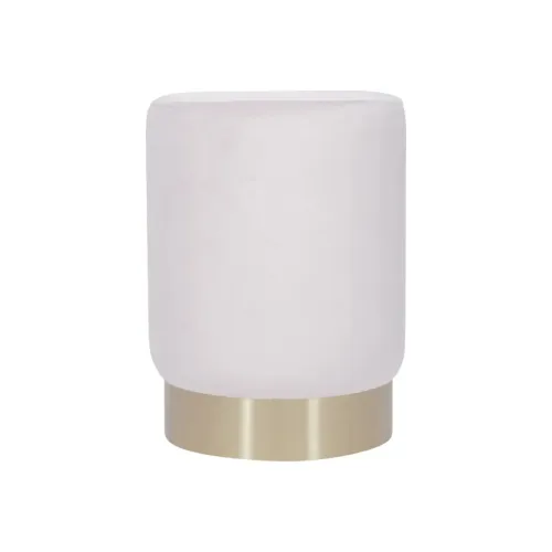 PUFF DECORATIVO EM VELUDO COM BASE METALIZADA