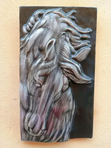 Quadro decorativo Cavalo em gesso 3d 