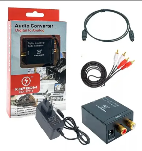 Conversor de áudio óptico para RCA acompanha cabos