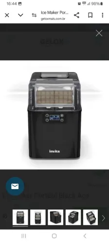 Máquina de Gelo Portátil Invíta Black Aço