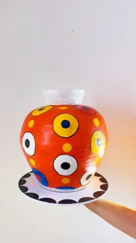 Vaso artesanal decorativo olho grego 