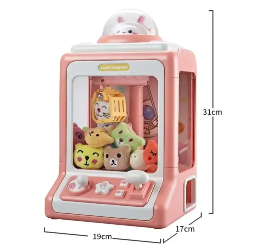MINI MAQUINA PEGA BICHOS DE PELUCIA ELETRONICA COM SOM E LUZES ACOMPANHA 20 MINI BICHOS