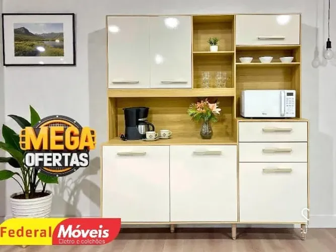 ARMARIO DE COZINHA OFF WHITE 6P 2G (A PRONTA ENTREGA)