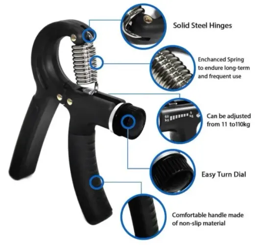 Hand Grip Alicate Apertador Com Mola Ajustável De Força 5 A 60 Kg Fisioterapia Academia Fi