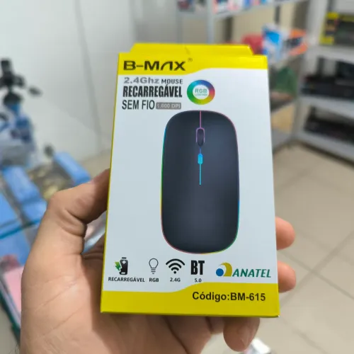 Mouse Sem Fio bluetooth Recarregável B-Max - RGB 1600 DPI