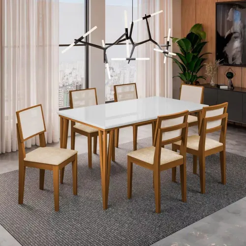 PROMOÇÃO Conjunto Mesa 169x90 6 Cadeiras Madeira Maciça (Nova Direto da Fábrica)