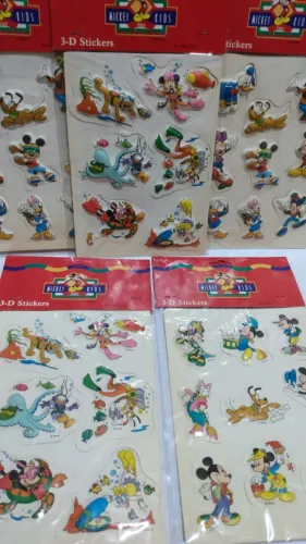Lote de kit de adesivos antigos Mickey for kids 5 cartelas Mickey Mouse