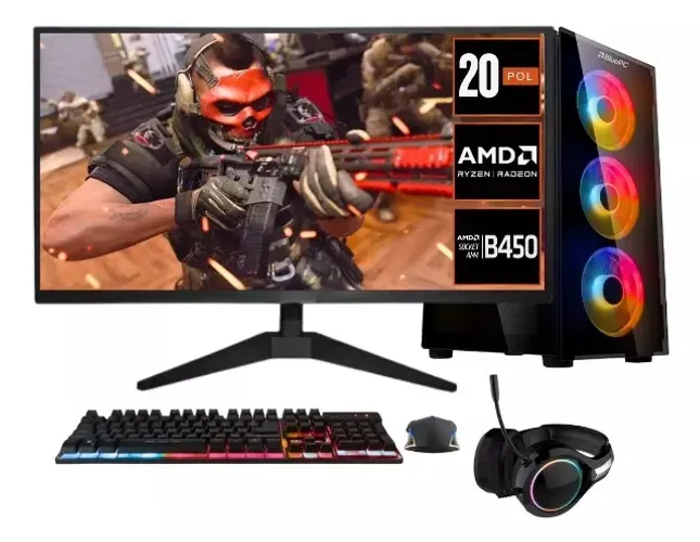 Pc Gamer Completo Amd Ryzen 5 5600gt, 16gb Ram, Radeon Vega 7, Monitor 20 