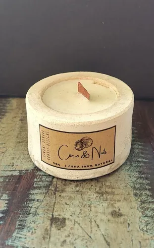 Vela aromática potinho de cimento decorado