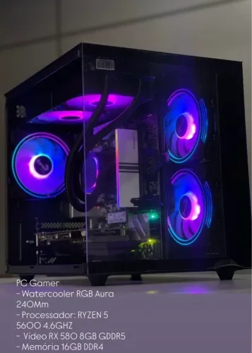 PC Gamer Ryzen 5 5600 - RX 580 8GB -? PC Muito barato com Water cooler...