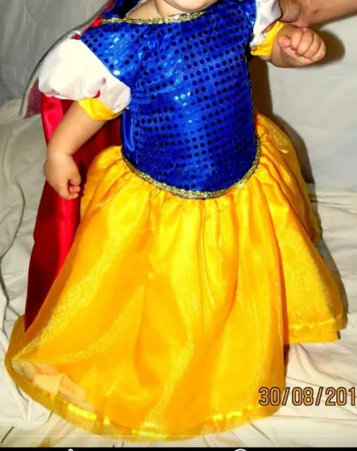 Vestido de Branca de Neve para Bebê 1 ano ou 2