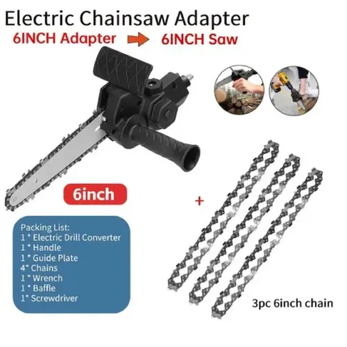 Adaptador Mini Motosserra Furadeira Parafusadeira 6 Polegada+4 Corrente de corte- COD 1168