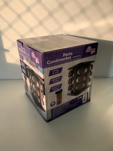 Porta Condimentos Giratório com 12 Potes de Vidro