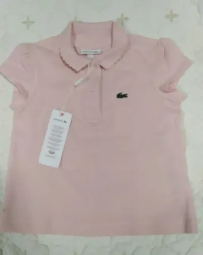 Camiseta Polo Lacoste bebê Mini Piqué Rosa Tam 2