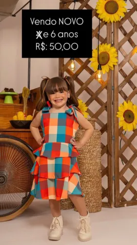 vestido junino quadriculado 6 anos 
