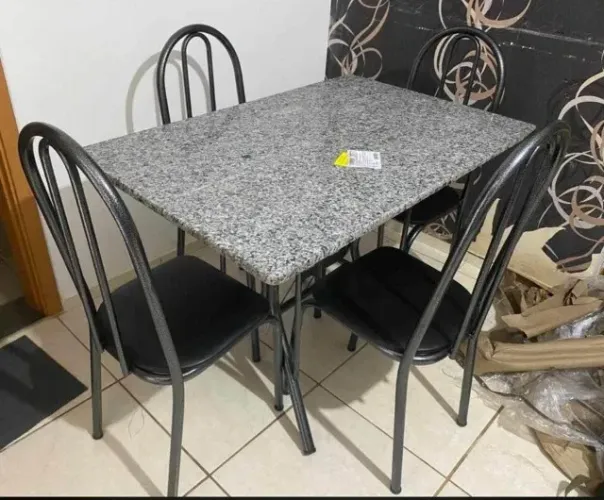 Mesa de Jantar 4 Cadeiras Tampo Granito 1,10m (NOVO) Entrega Grátis!