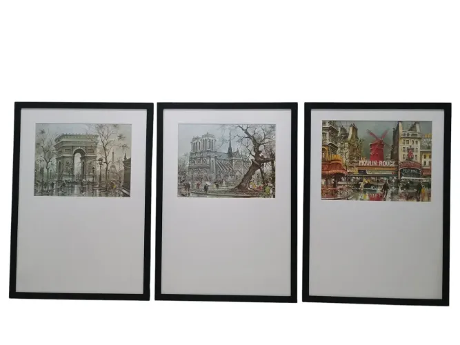 Quadros Decorativos Paris - Conjunto 3 Peças