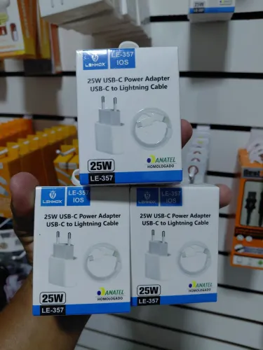 Carregador 25W USB-C LEHMOX para iPhone - Novo!