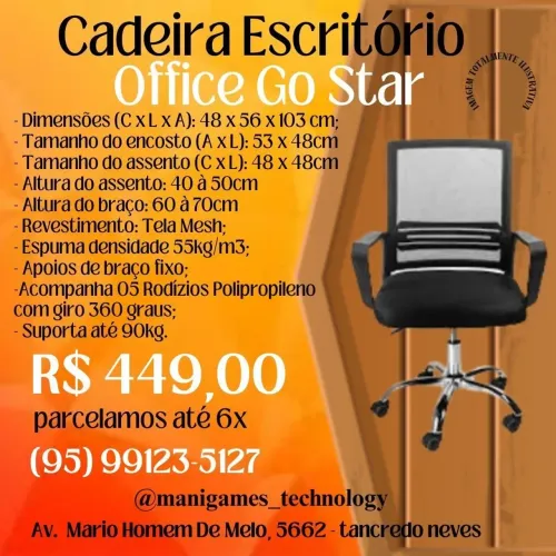Cadeira Escritório Office Go Star - R$ 449,00