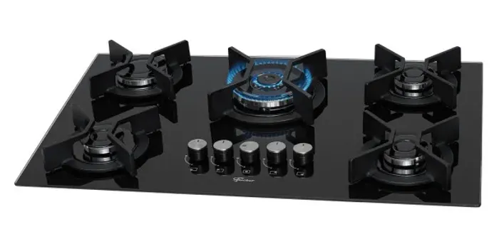 Cooktop Fogão Fischer 5 Queimadores Gás Mesa Vidro Preto Novo