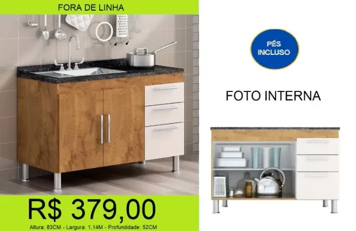 Gabinete de 1,20m - Parcele sem juros