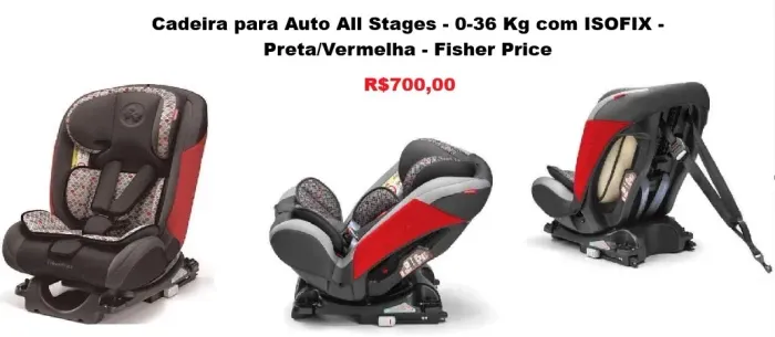 Cadeira para Auto Fisher-Price All Stages com ISOFIX - Preta e Vermelha