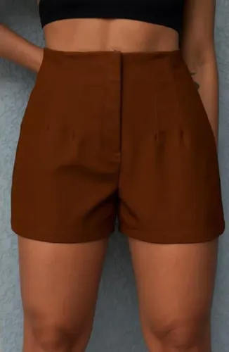 Short Modelo Alfaiataria Zarah Cintura Alta Feminino Elegante Versátil & Confortável