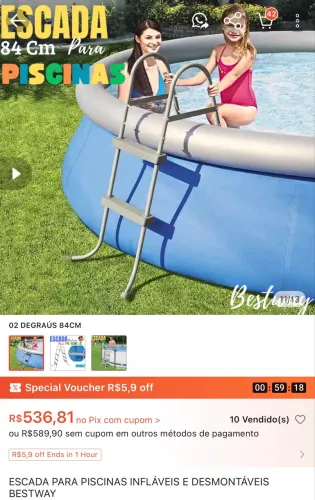 Bomba e escada piscina 