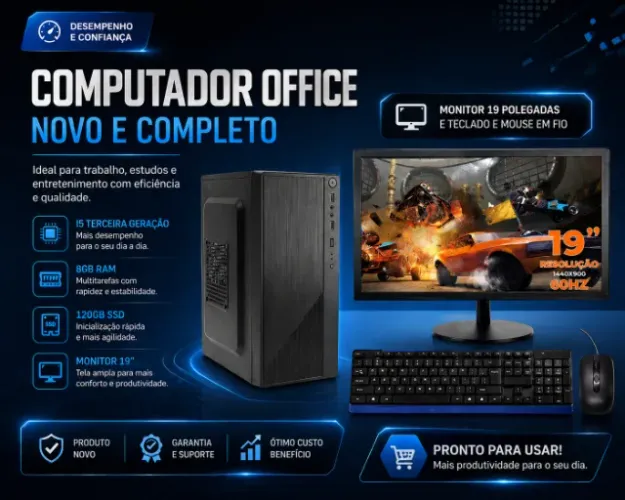 Computador office NOVO  i5 8gb RAM + SSD 120gb + Monitor 19" + Teclado e mouse sem