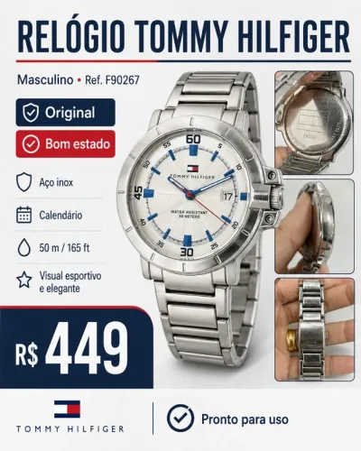 Relógio Tommy Hilfiger F90267 Masculino Aço Inox - Original