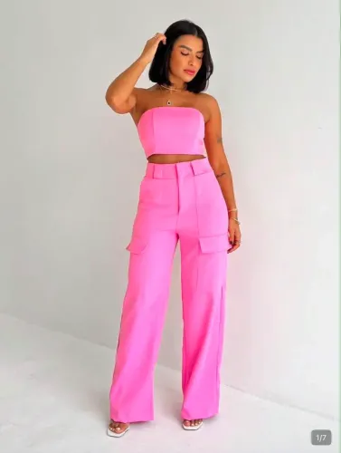conjunto rosa alfaiataria