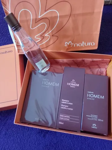 Kit Natura Homem Sagaz com colônia, shampoo e desodorante 