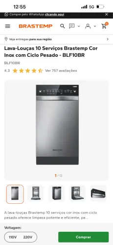Vendo máquina lavar louça Brastemp 10 serviços