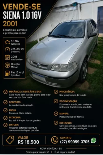 Fiat Siena EX 1.0 MPI Fire 16V 4P 2001