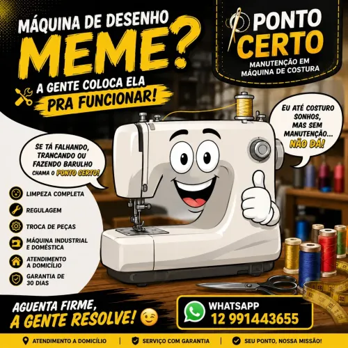 Ponto certo manutenção em máquina de costura 