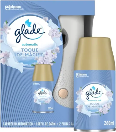 Glade Aromatizador de Ambiente Automático, Toque de Maciez, Kit Aparelho e Refil 260ml