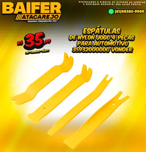 Espátulas de Nylon Jogo 4 Peças Para Automotivo Vonder