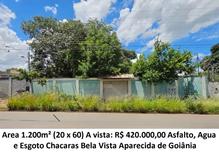 Leia a descrição: Area 1.200m² (Asfalto, Agua e Esgoto) Chacaras Bela Vista