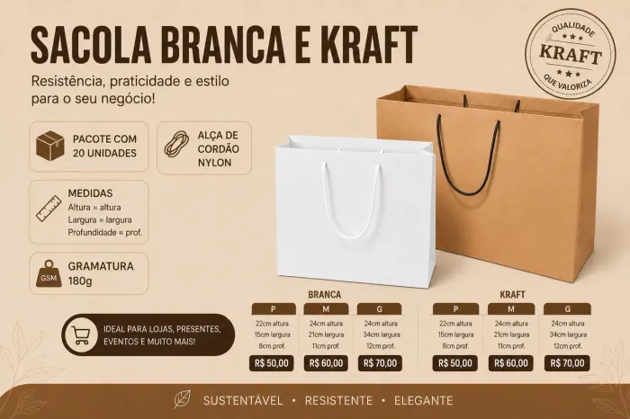 Sacola de papel lisa