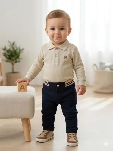 Conjunto camisa pólo e calça Mundi