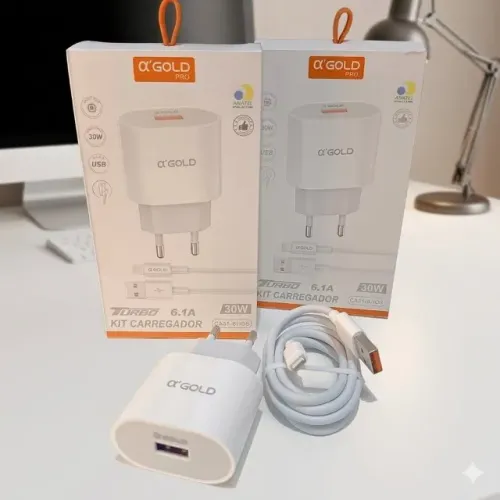 Carregador Fonte + Cabo USB Para iPhone Turbo 30W 6.1A