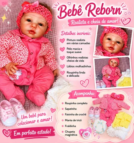 Bebê Reborn super realista e muito bem cuidada!