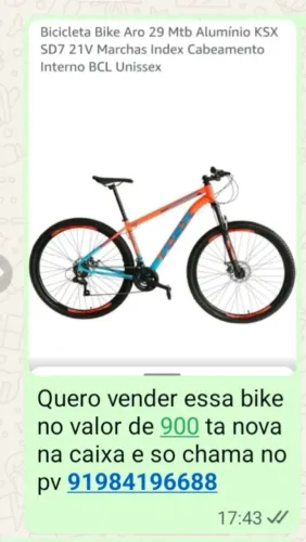 Vendo uma bicicleta nova está na caixa ganhei de presente mas não pretendo usar.