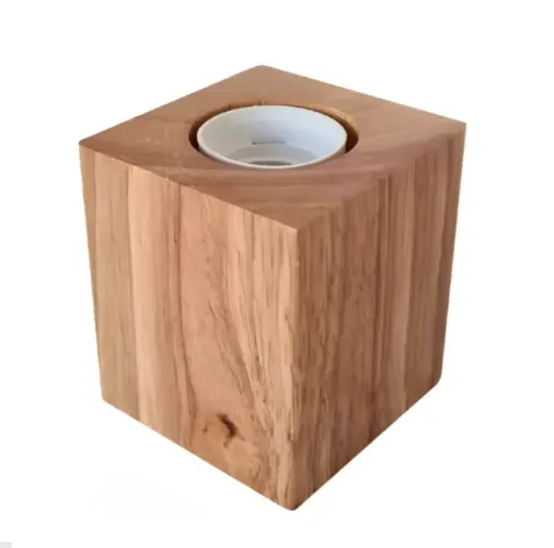 luminária de mesa gmh cube madeira decoração moderna cubo