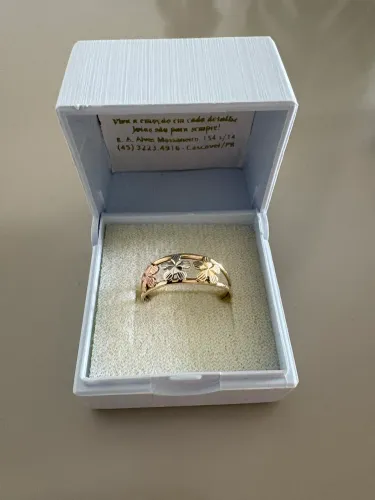 Anel de Ouro 1,1g com Detalhes Florais
