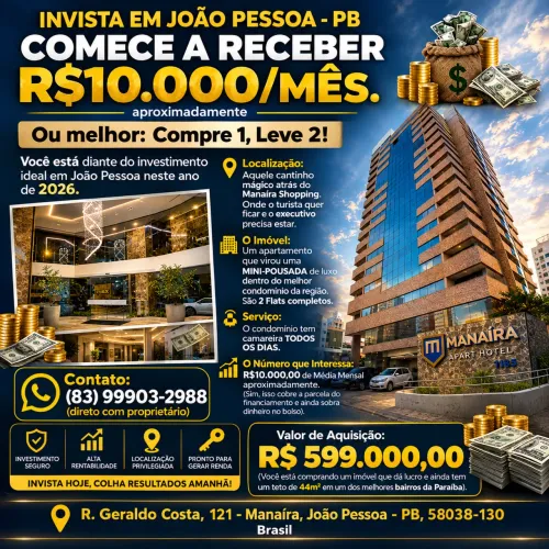 Manaíra Apart-Hotel Compre 1, Leve 2!